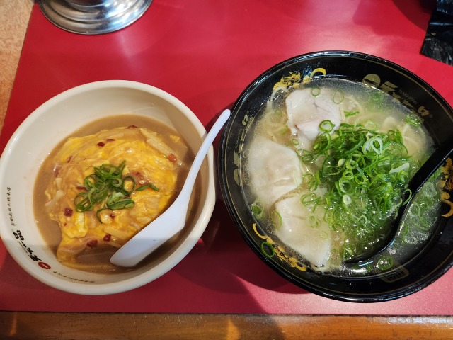天下一品熱田店塩ラーメンこってり天津飯定食